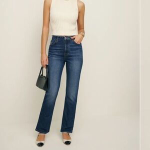 Reformation Cynthia Stretch High Rise Straight Jeans Blue - Size 26